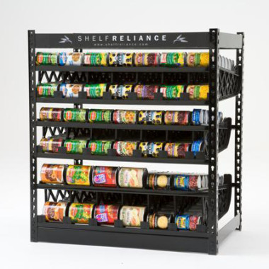 Front-loading can shelves